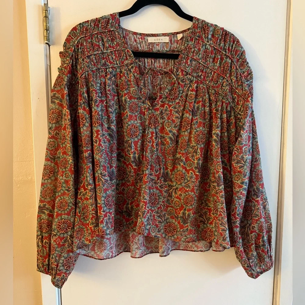 Doen The Renelle Top in L'Orange Soleil Fleurit - Picture 2 of 9